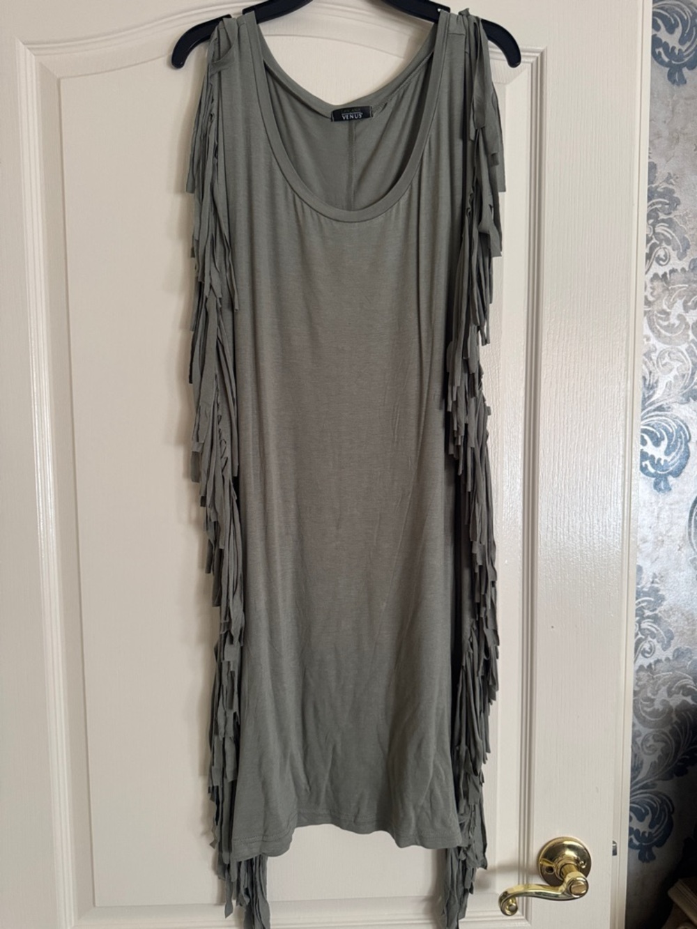 VENUS Olive Green Scoop Neck Top with Center Seam